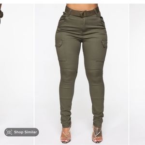 Olive Cargo Pants w/ Belt